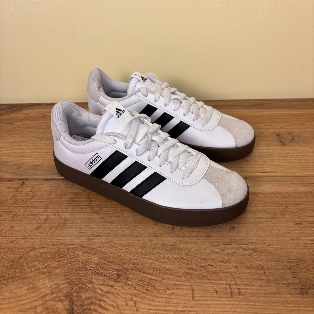 Adidas VL Court 3.0 Sneakers White/Black Women Size 8.5 Casual Comfort Sporty